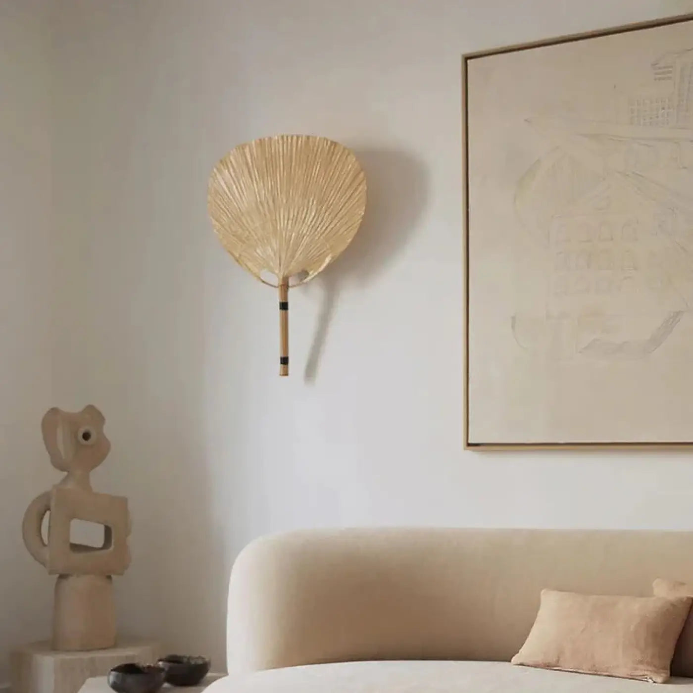 Applique murale LED beige abat-jour tissu pour tête de lit — vue 1