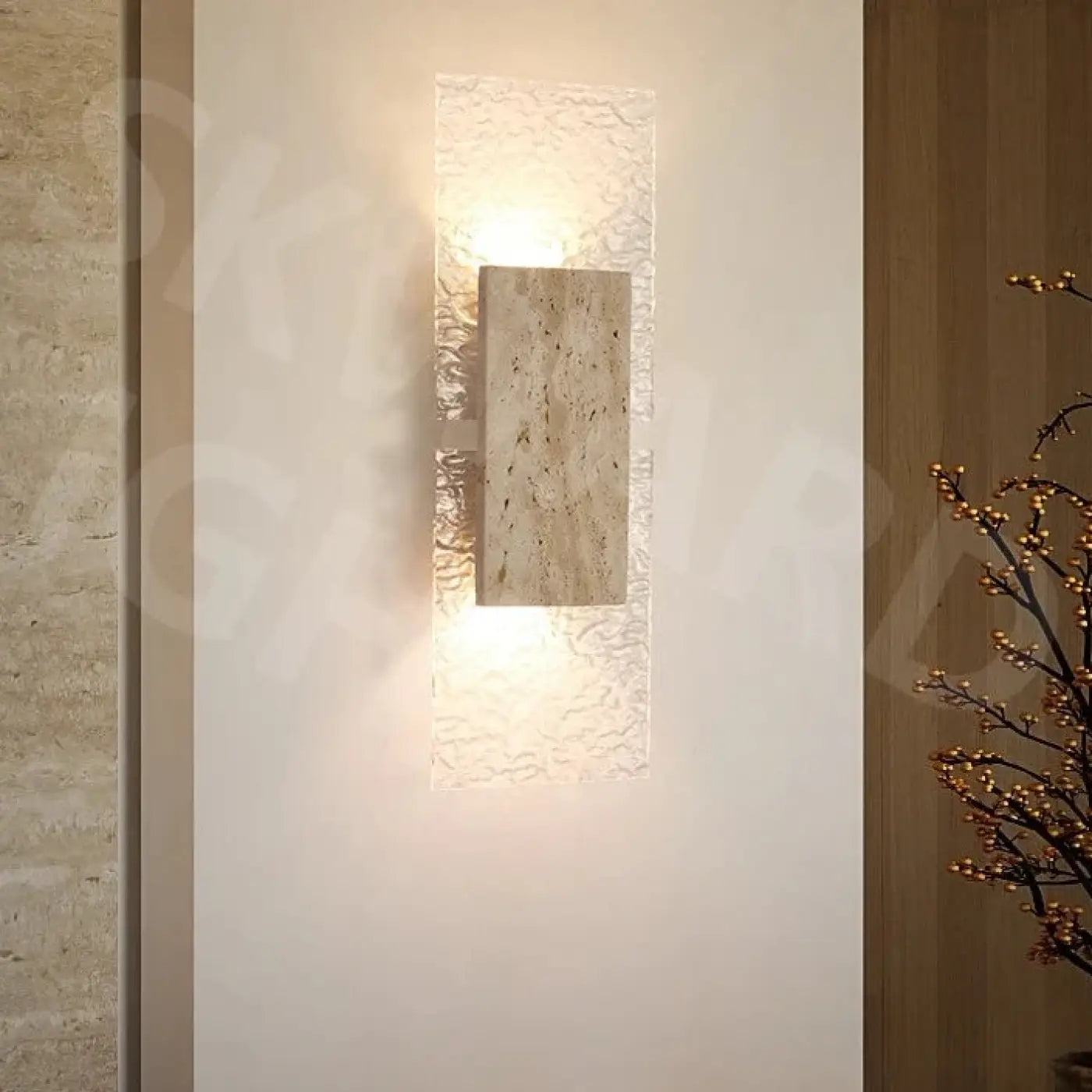 Applique murale LED beige en acrylique et métal design — vue 2