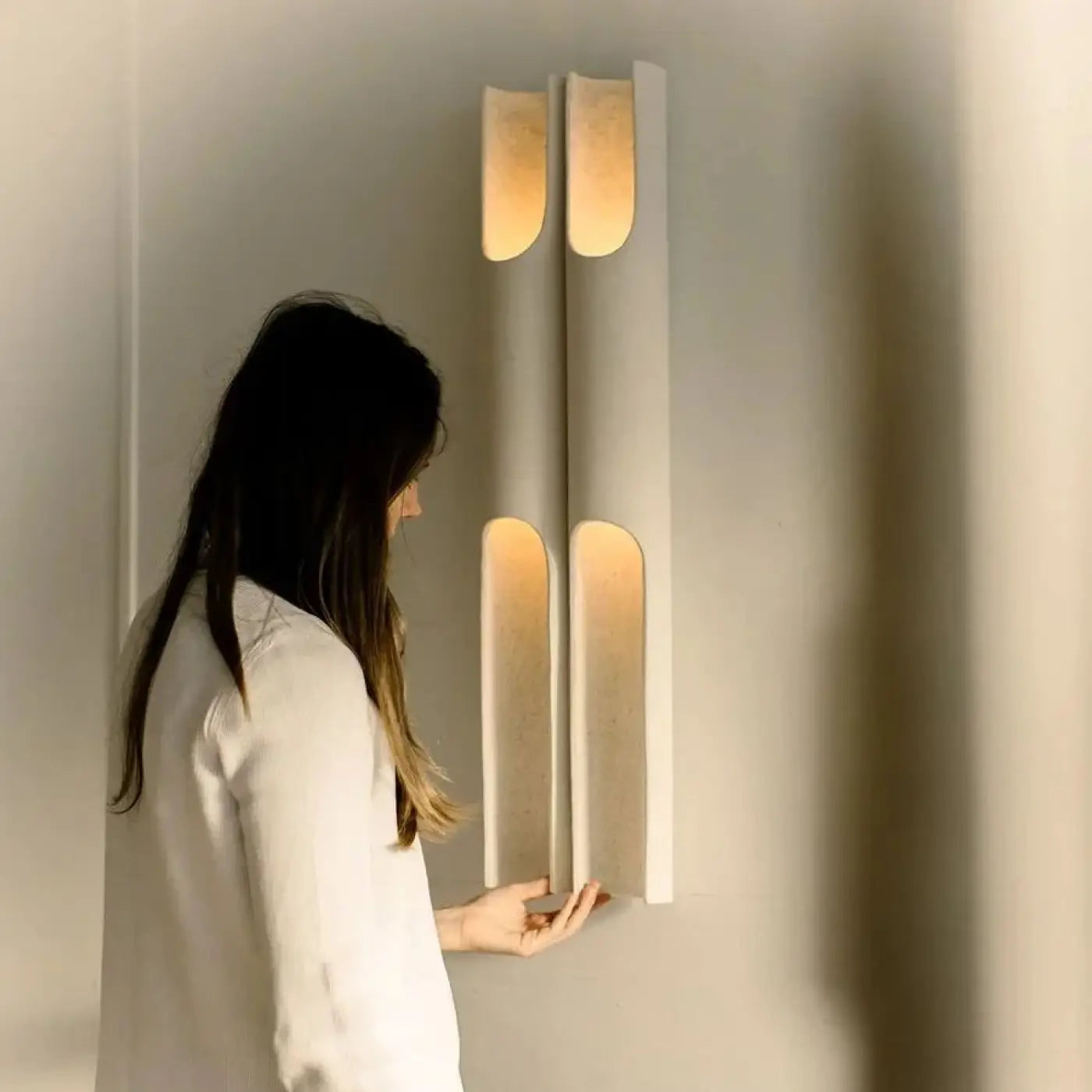 Applique murale LED beige en aluminium et verre — vue 7