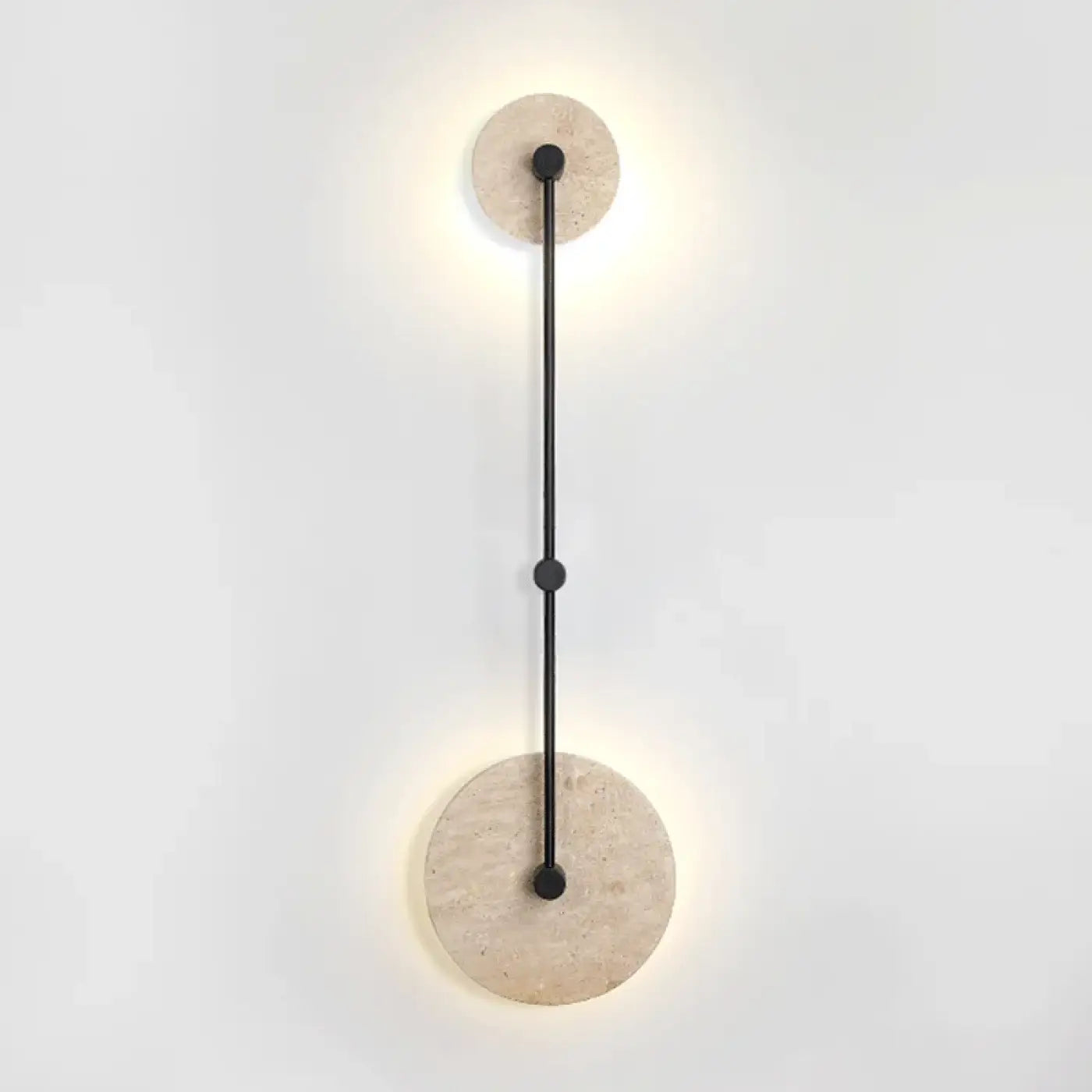 Applique murale LED beige en pierre et métal à 2 lumières — vue 1