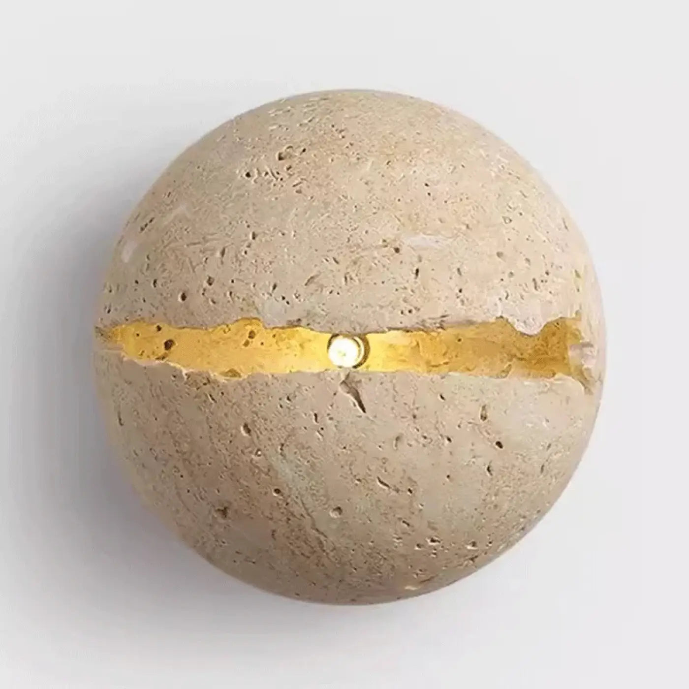 Applique murale LED beige en pierre ronde pour tête de lit — vue 1