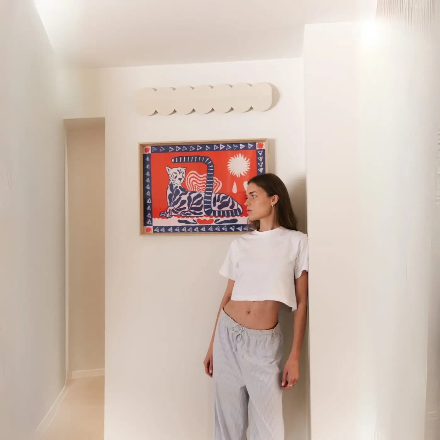 Applique murale LED beige en résine design biscuit — vue 9