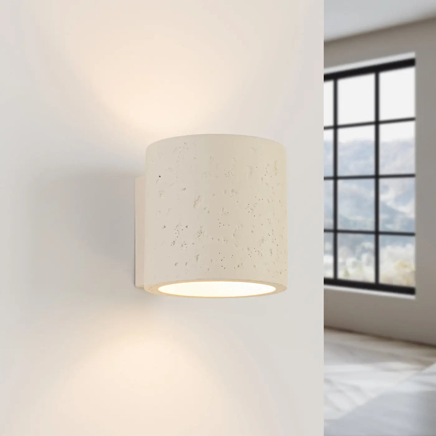 Applique murale LED béton beige cylindrique scandinave — vue 1