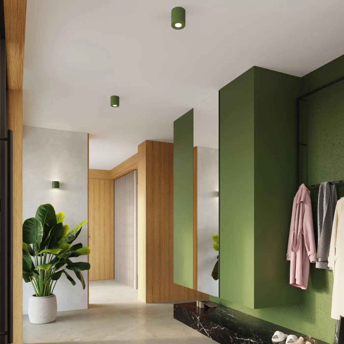 Applique murale LED béton vert olive design minimaliste — vue 9