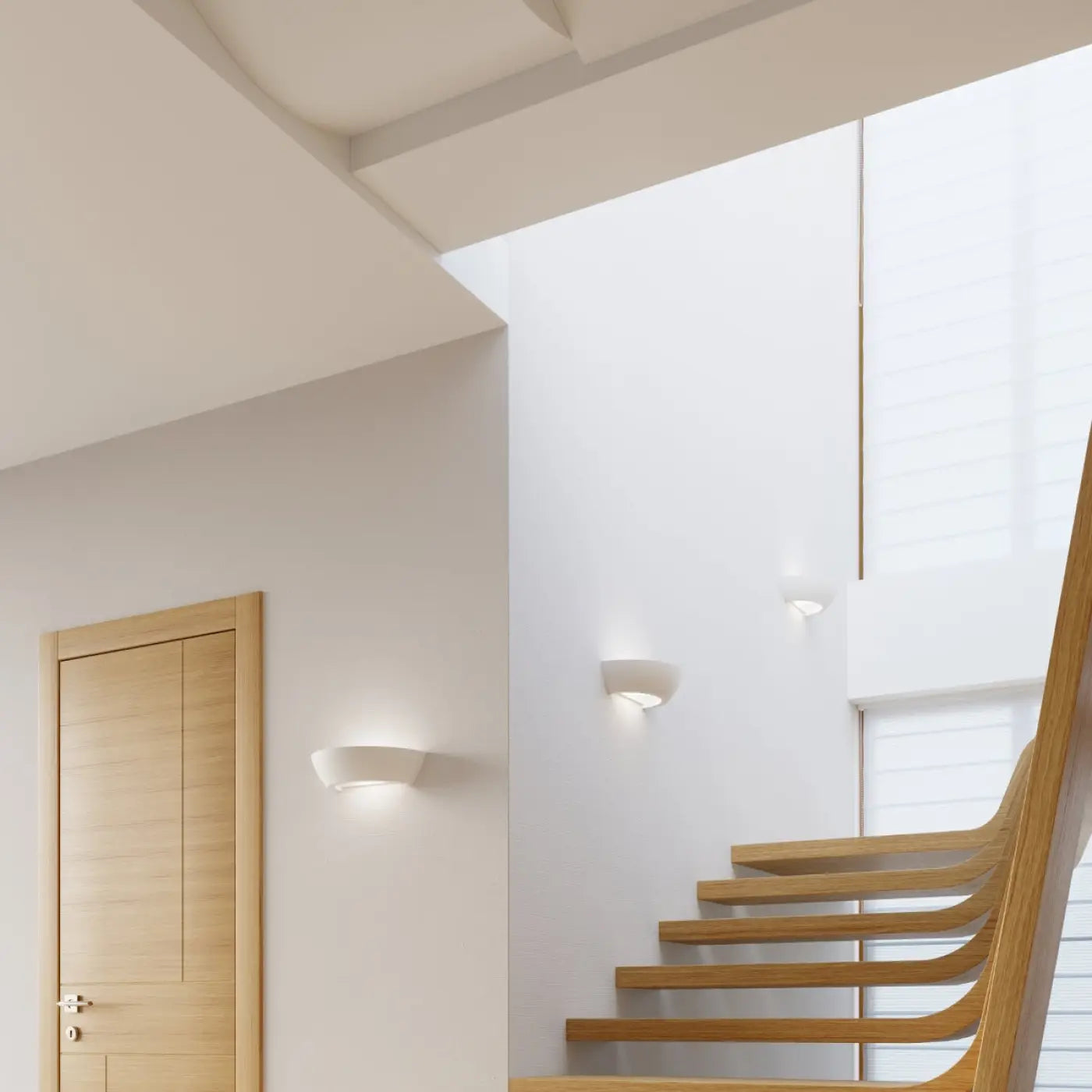 Applique murale LED blanche courbée en céramique et verre — vue 6