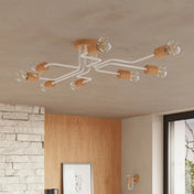 Applique murale LED blanche en acier et bois naturel — vue 9