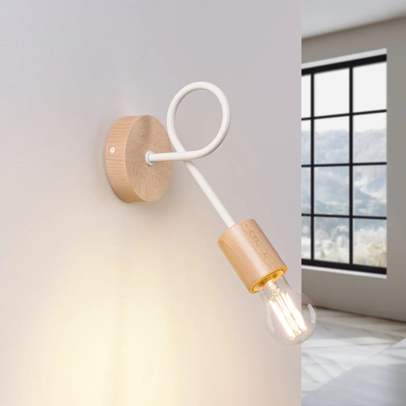 Applique murale LED blanche en bois et métal blanc chaud — vue 1
