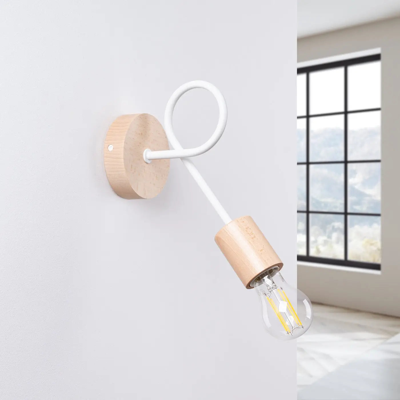 Applique murale LED blanche en bois et métal blanc chaud — vue 2
