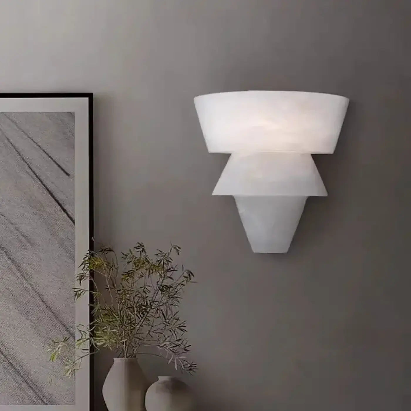Applique murale LED blanche en marbre sculptural moderne — vue 3