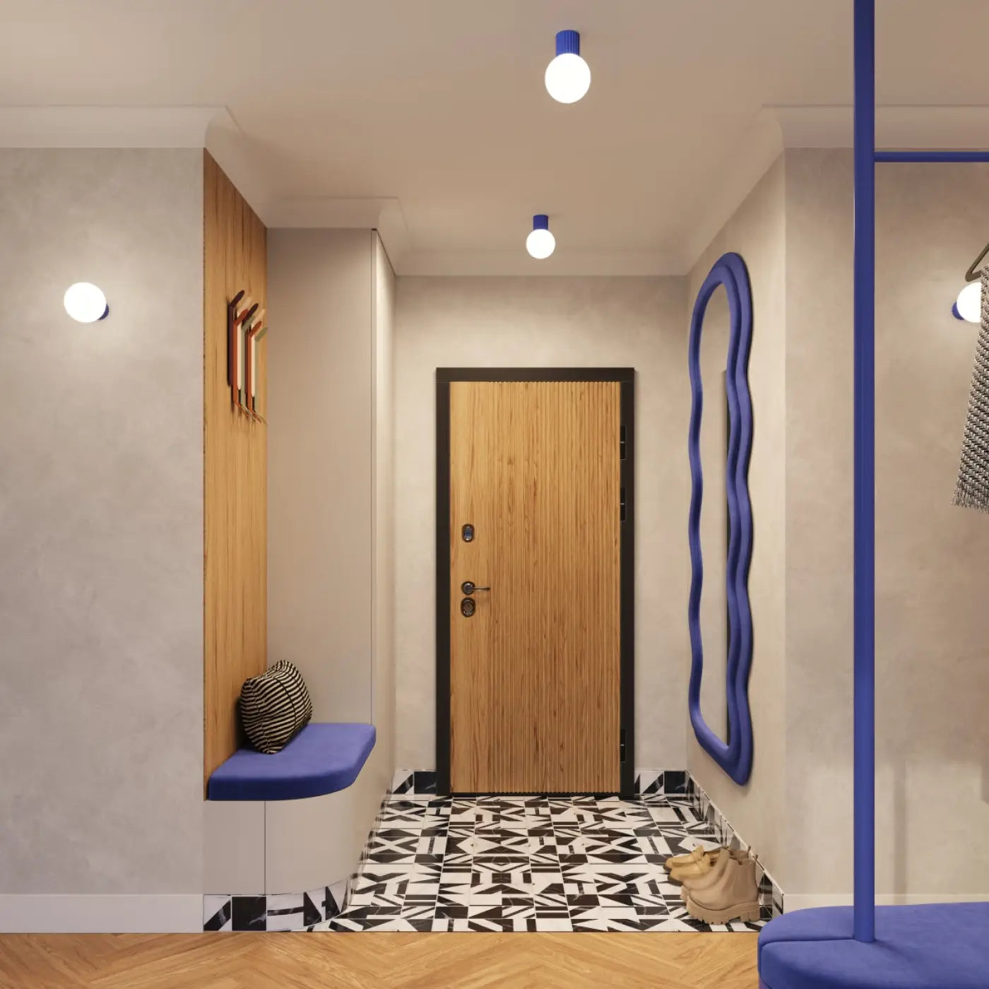 Applique murale LED bleu ultramarine globe opalin — vue 12