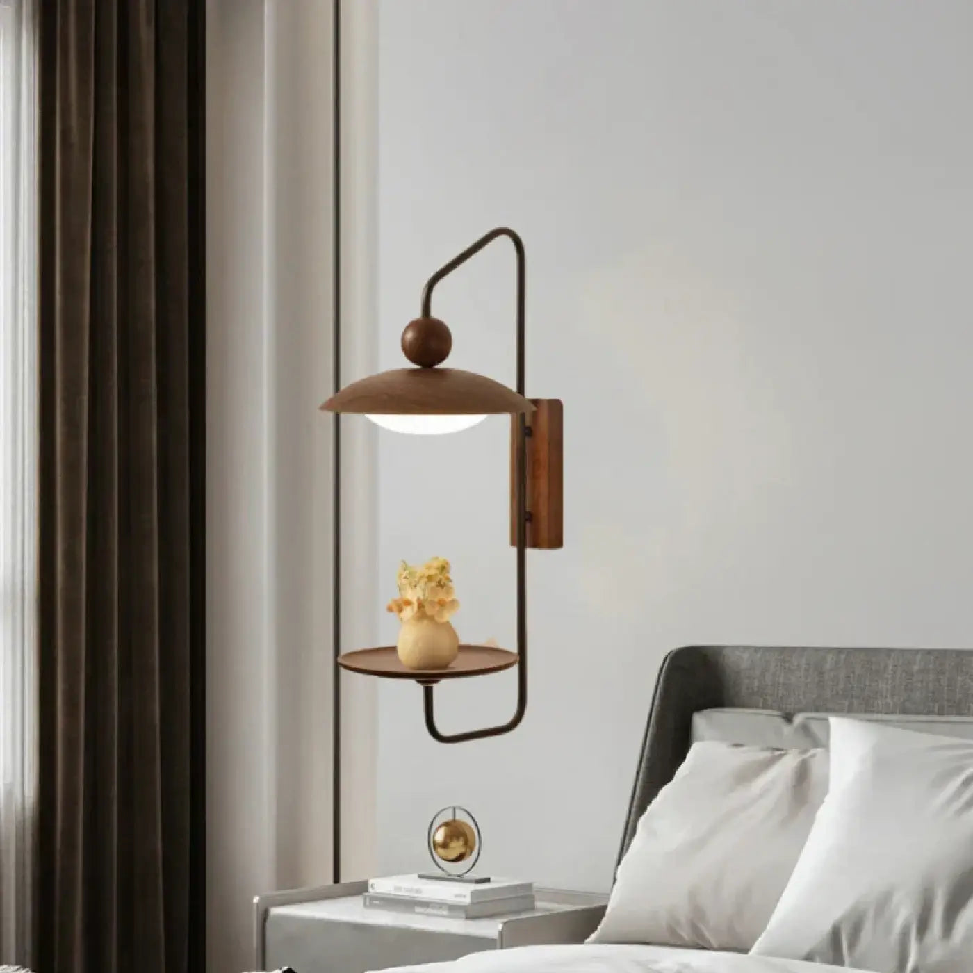 Applique murale LED bois et métal noir style industriel — vue 1