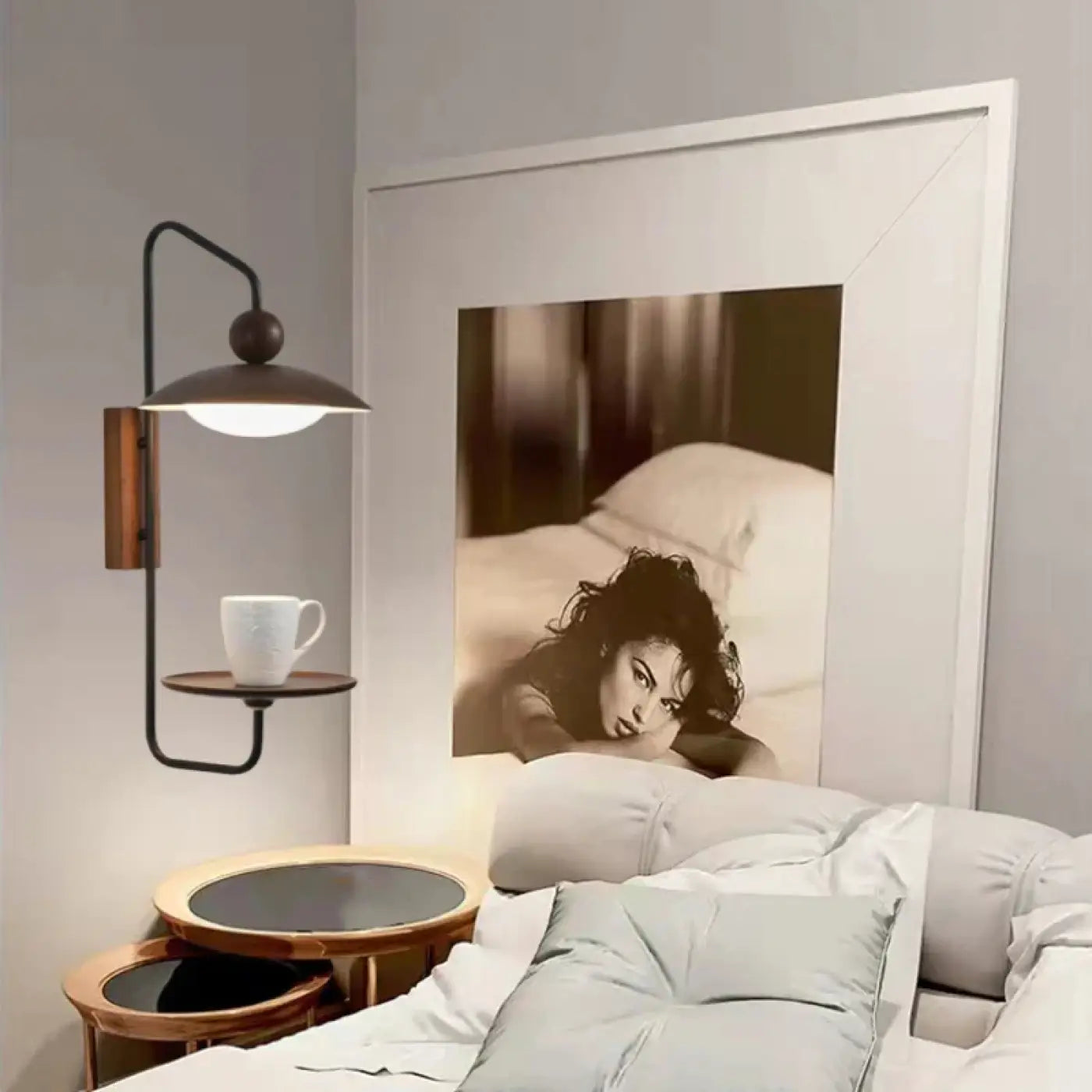 Applique murale LED bois et métal noir style industriel — vue 3