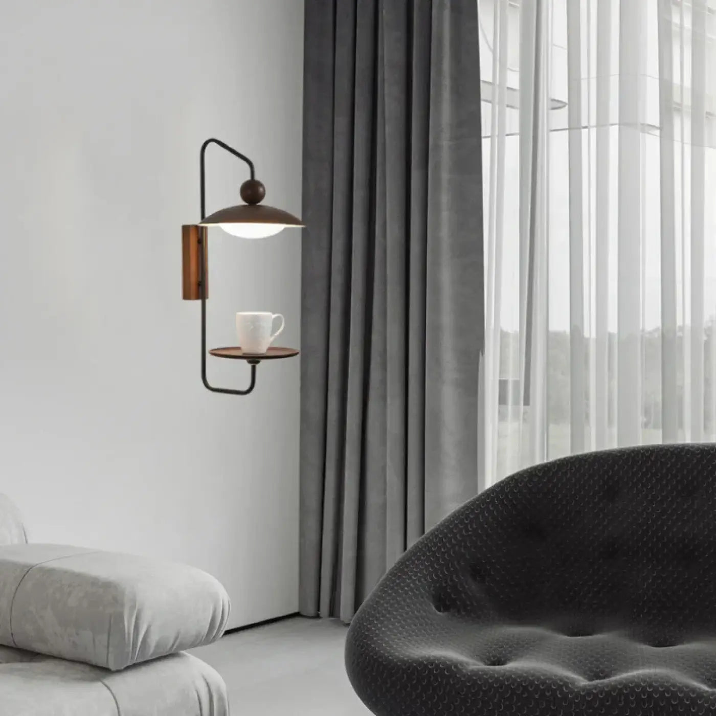Applique murale LED bois et métal noir style industriel — vue 4