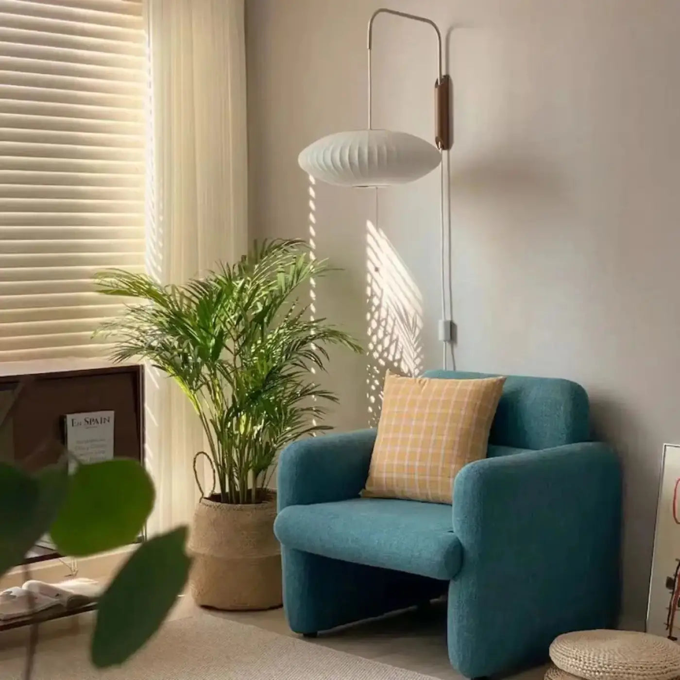 Applique murale LED bois et tissu abat-jour japandi — vue 2