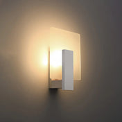 Applique murale LED bois et verre blanche style scandinave — vue 1