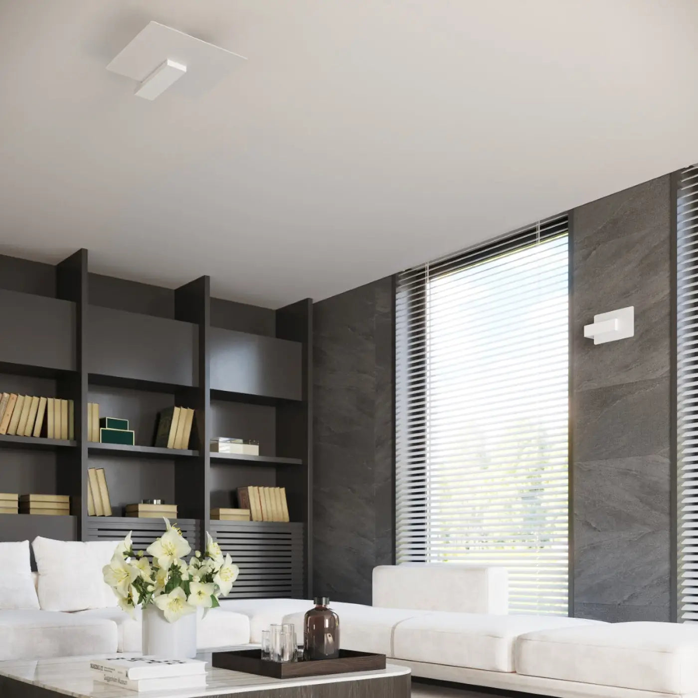 Applique murale LED bois et verre blanche style scandinave — vue 4