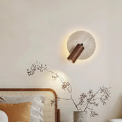 Applique murale LED bois, marbre et pierre naturelle beige — vue 1
