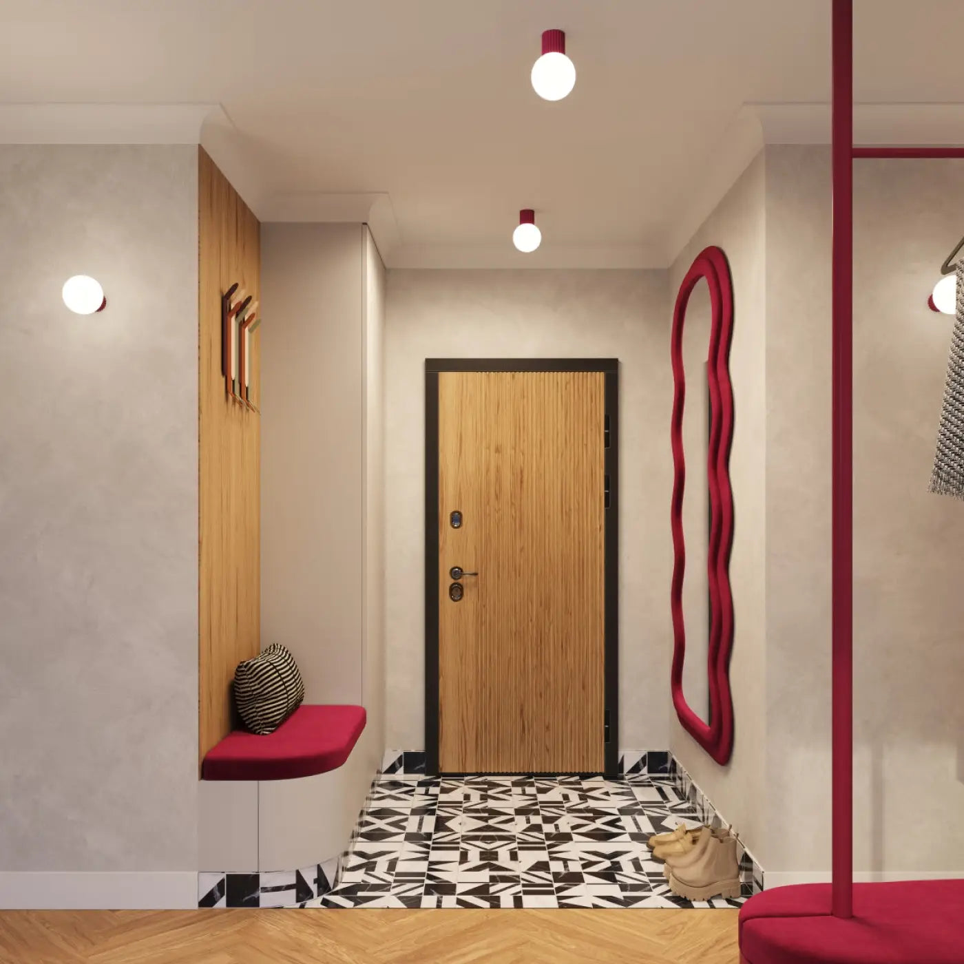 Applique murale LED bordeaux globe opalin IP44 — vue 12