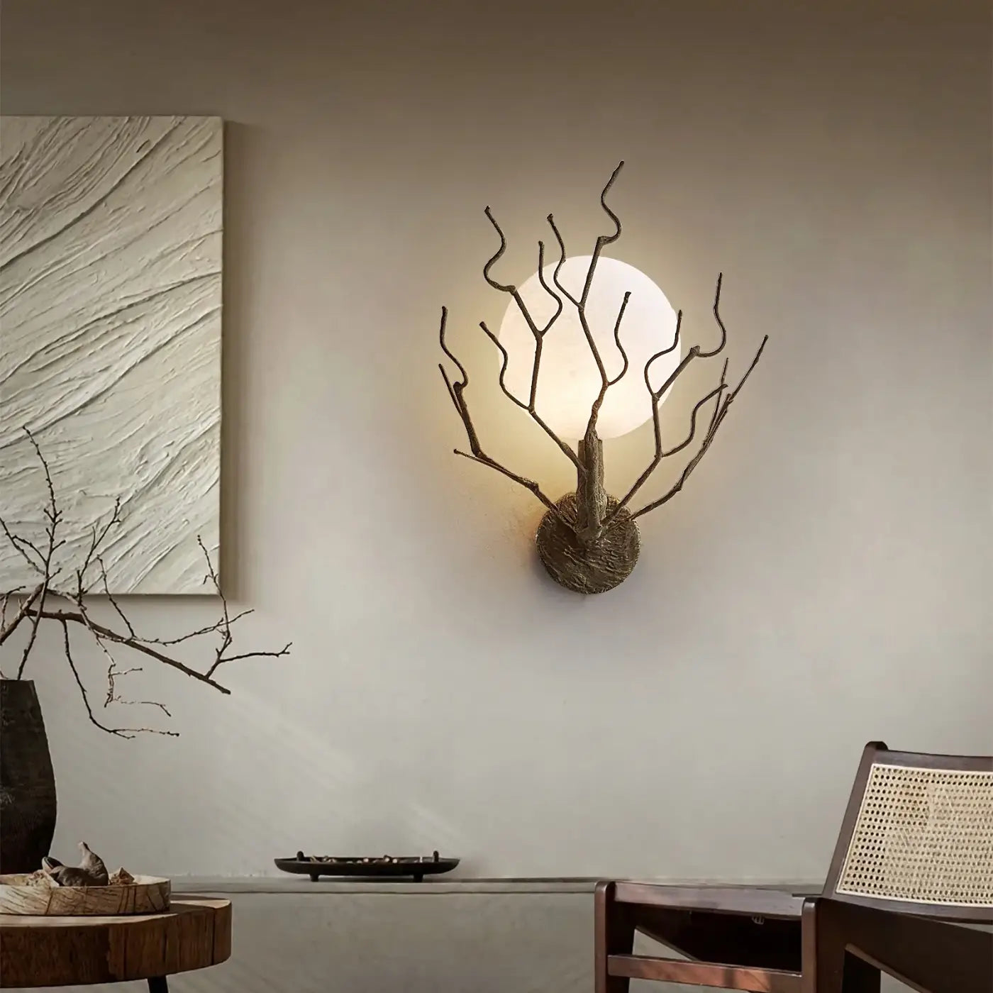 Applique murale LED branches et globe blanc ou noir — vue 1