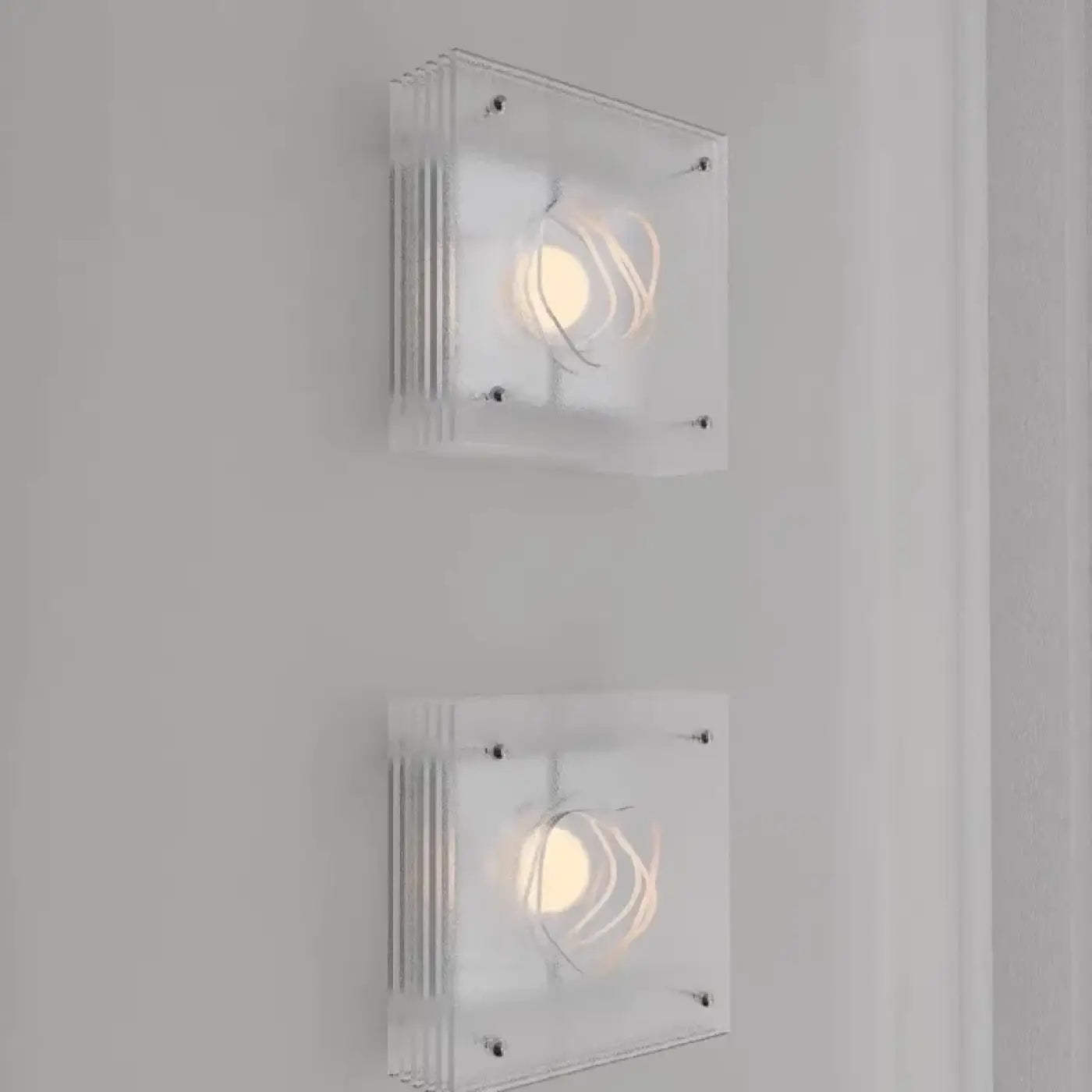 Applique murale LED carrée beige en acrylique et métal — vue 2