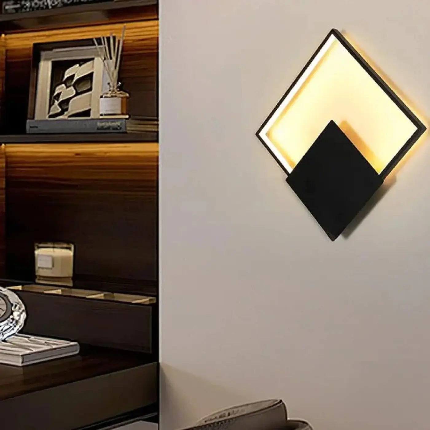 Applique murale LED carrée noire en aluminium 21 W — vue 1