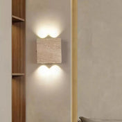 Applique murale LED carrée pierre beige effet travertin — vue 4