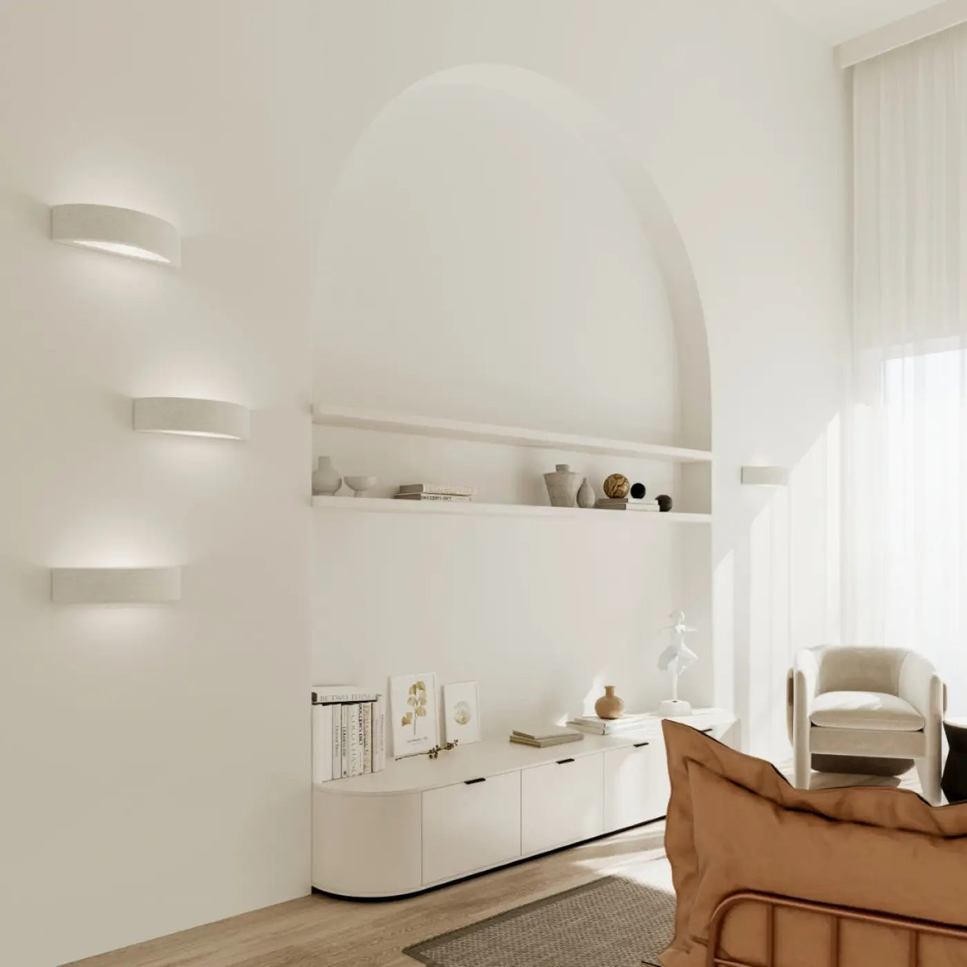 Applique murale LED céramique blanche courbée — vue 7