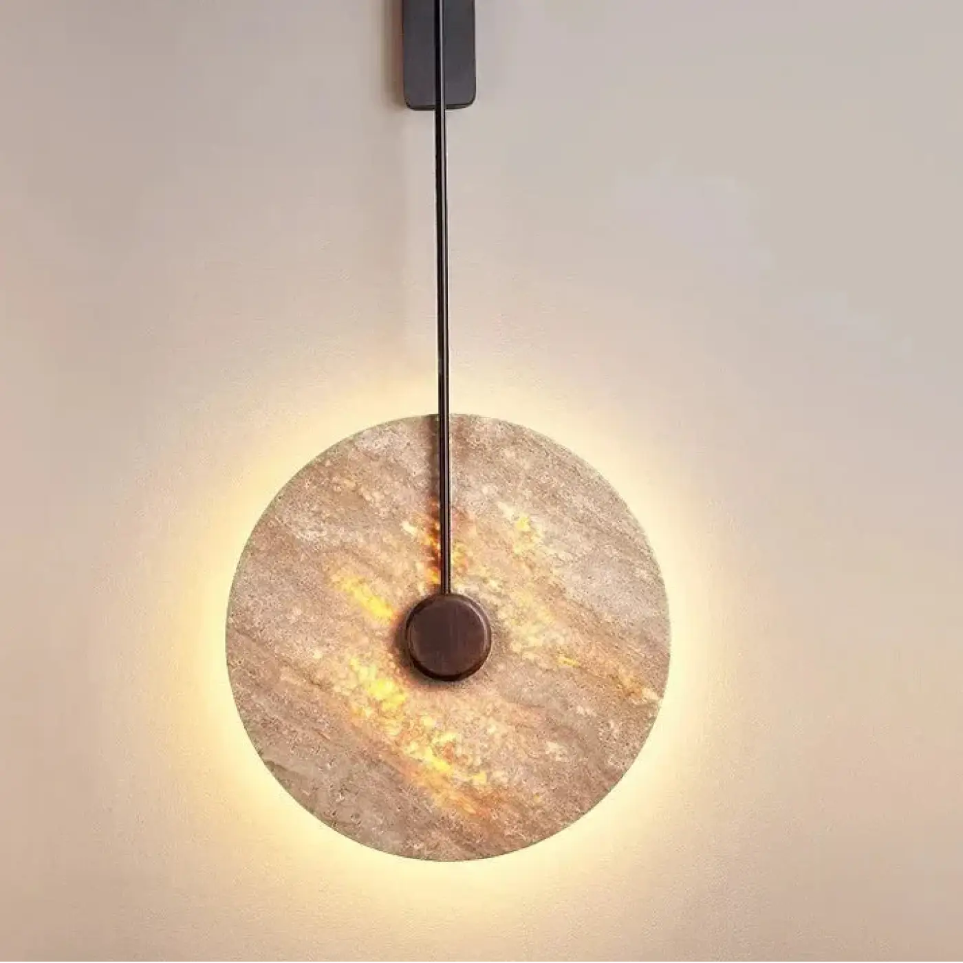Applique murale LED cercle en pierre et métal doré — vue 7