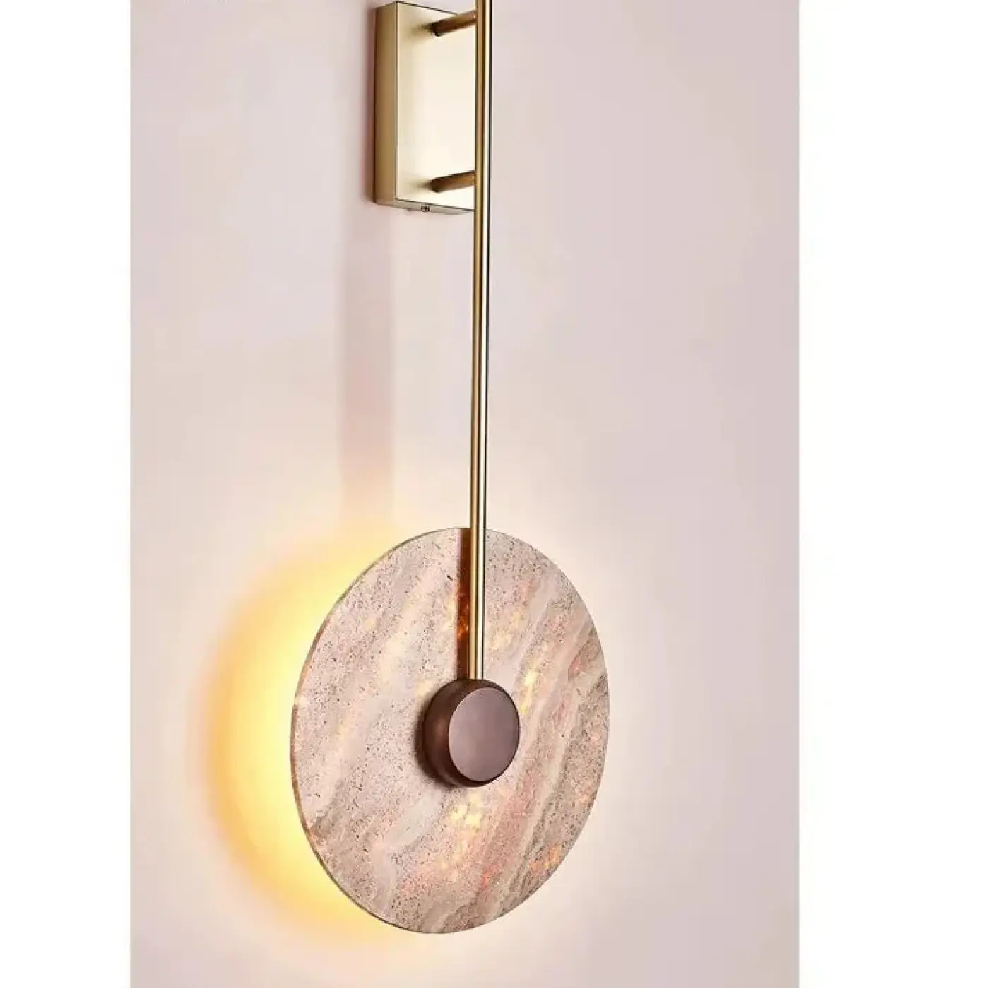Applique murale LED cercle en pierre et métal doré — vue 8