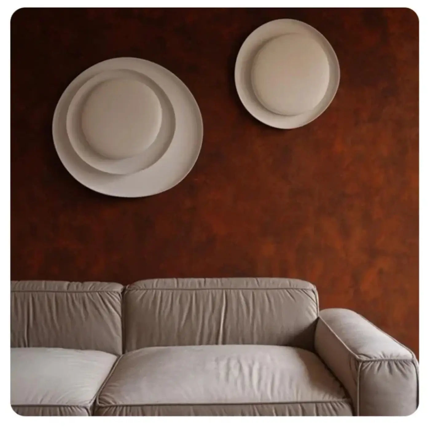 Applique murale LED cercles blanc et marron design — vue 3