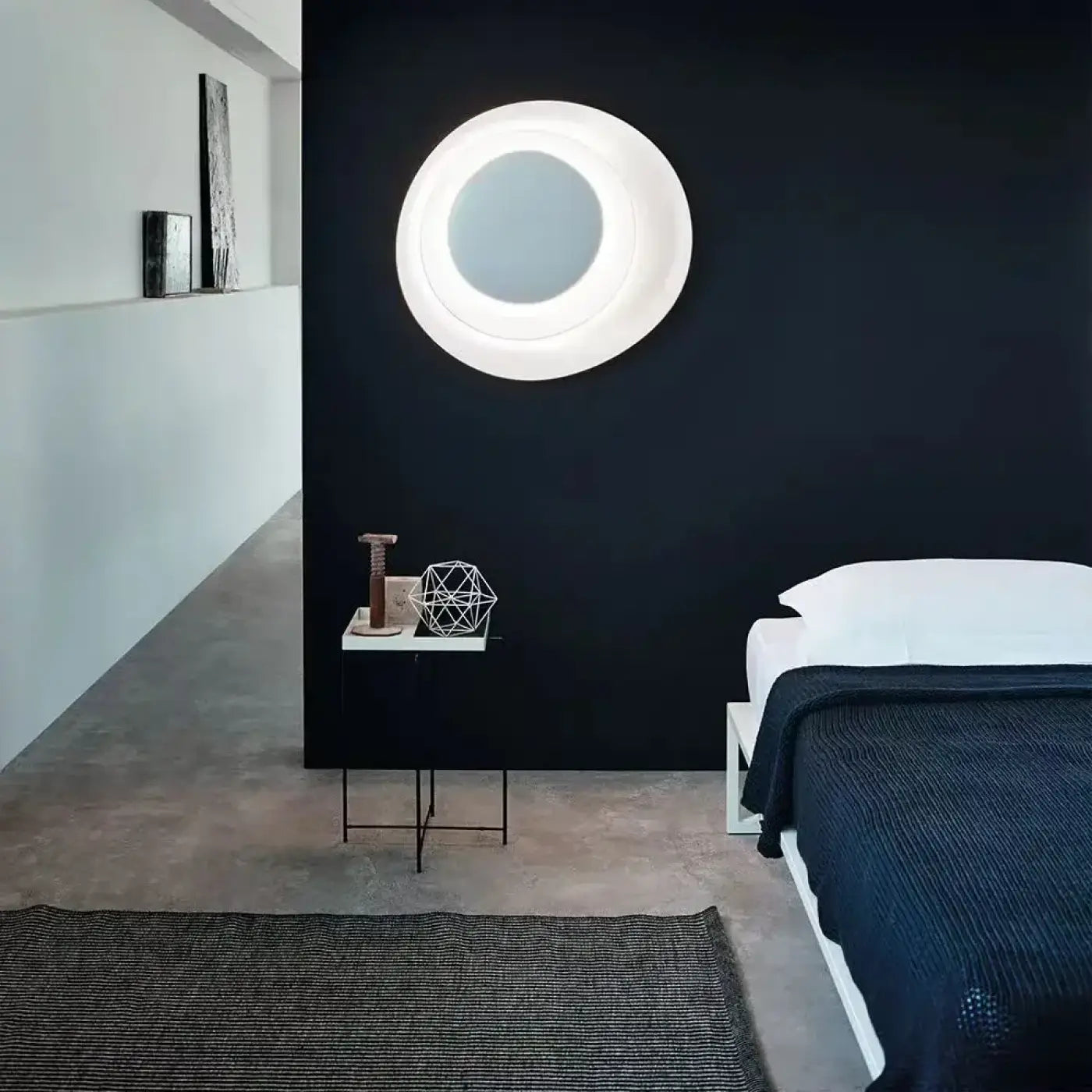Applique murale LED cercles blanc et marron design — vue 4