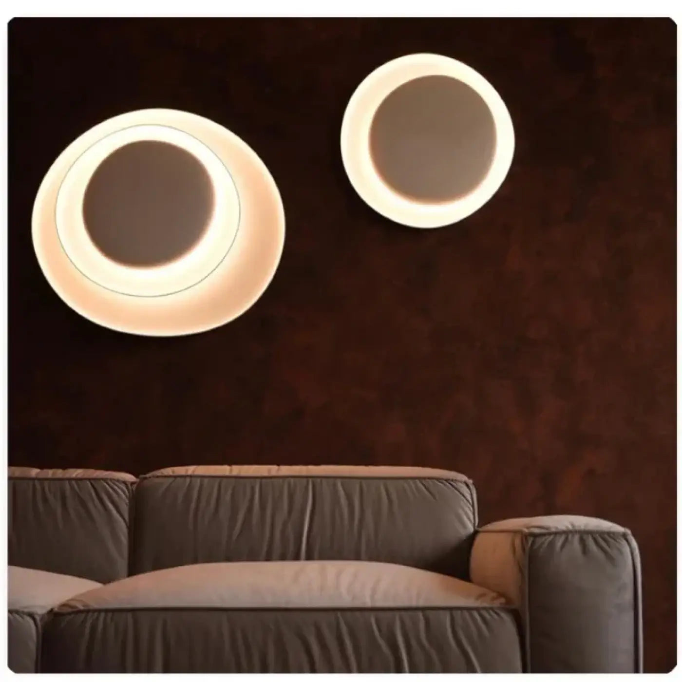 Applique murale LED cercles blanc et marron design — vue 6