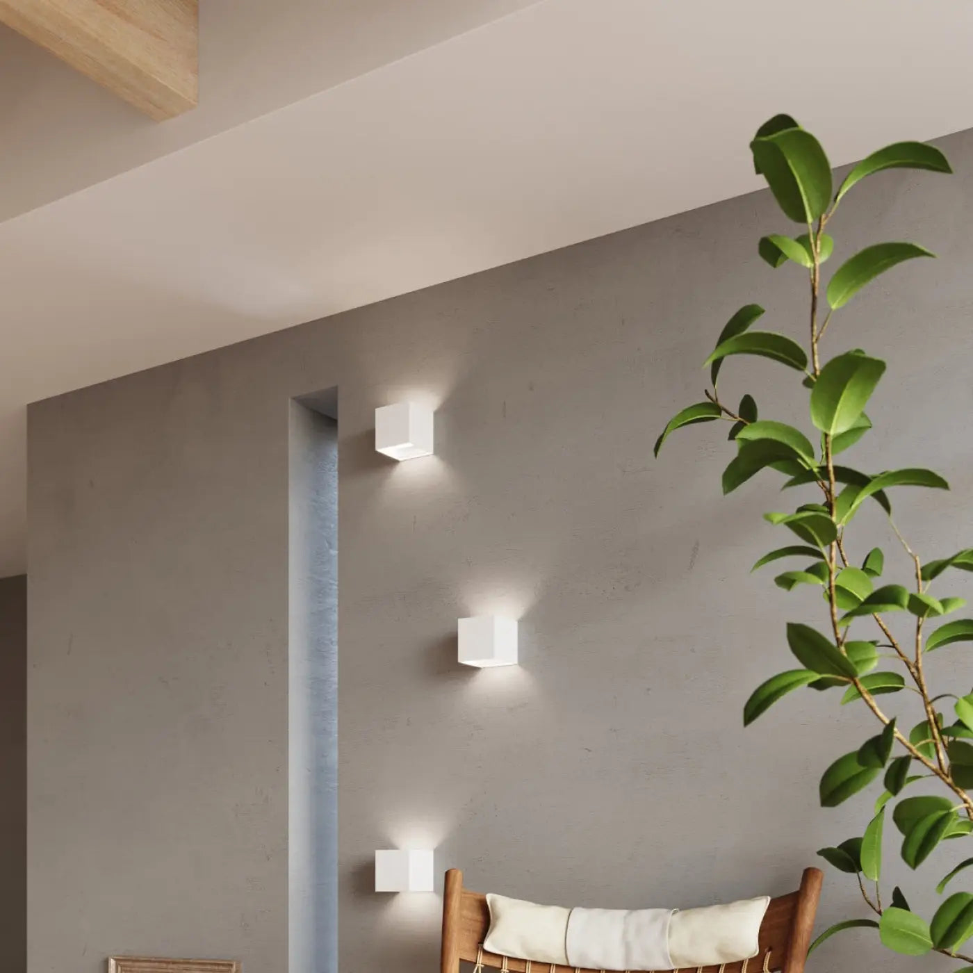 Applique murale LED cube blanche en aluminium IP54 — vue 10