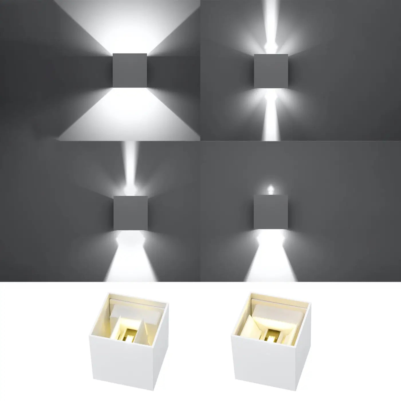 Applique murale LED cube blanche en aluminium IP54 — vue 7