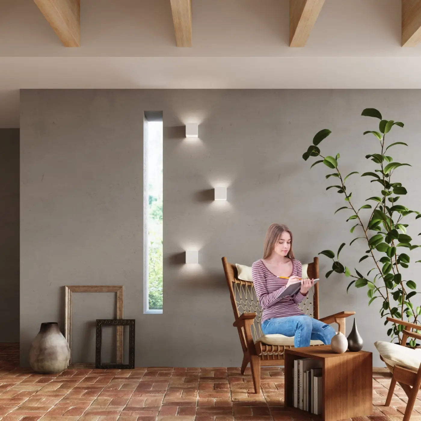 Applique murale LED cube blanche en aluminium IP54 — vue 9
