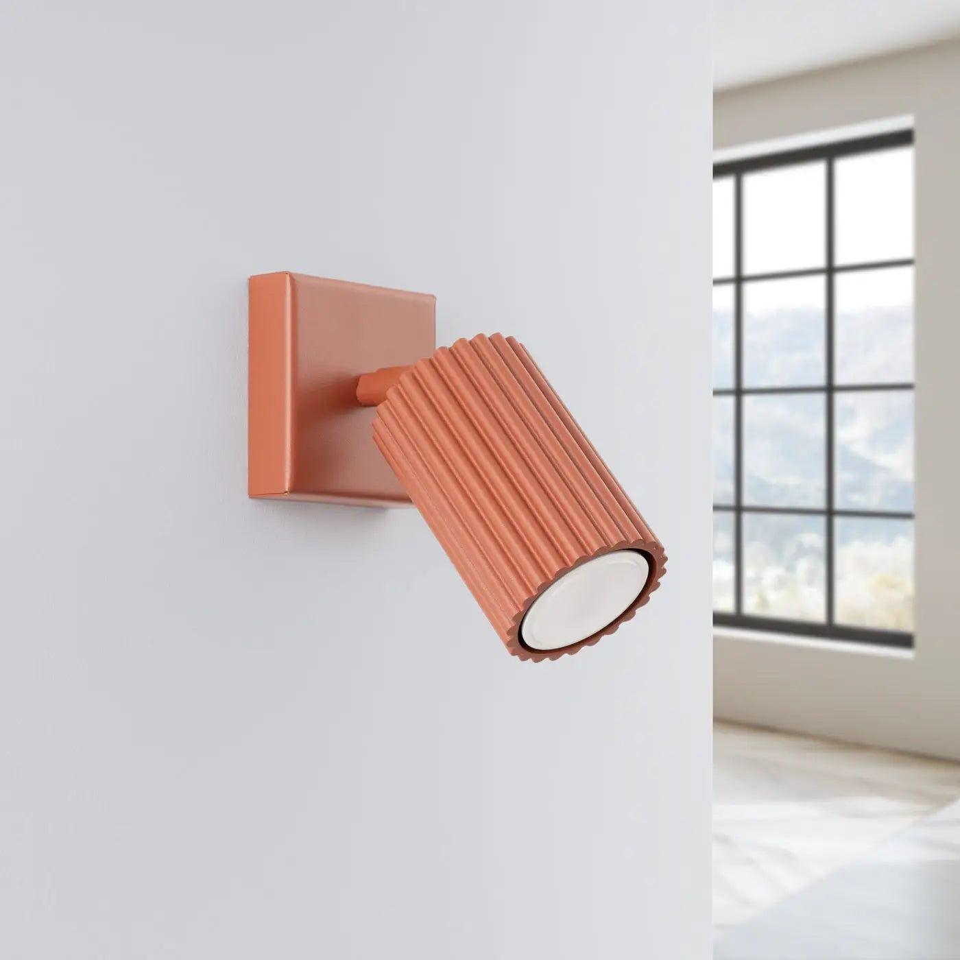 Applique murale LED cylindrique aluminium rouge ocre — vue 2