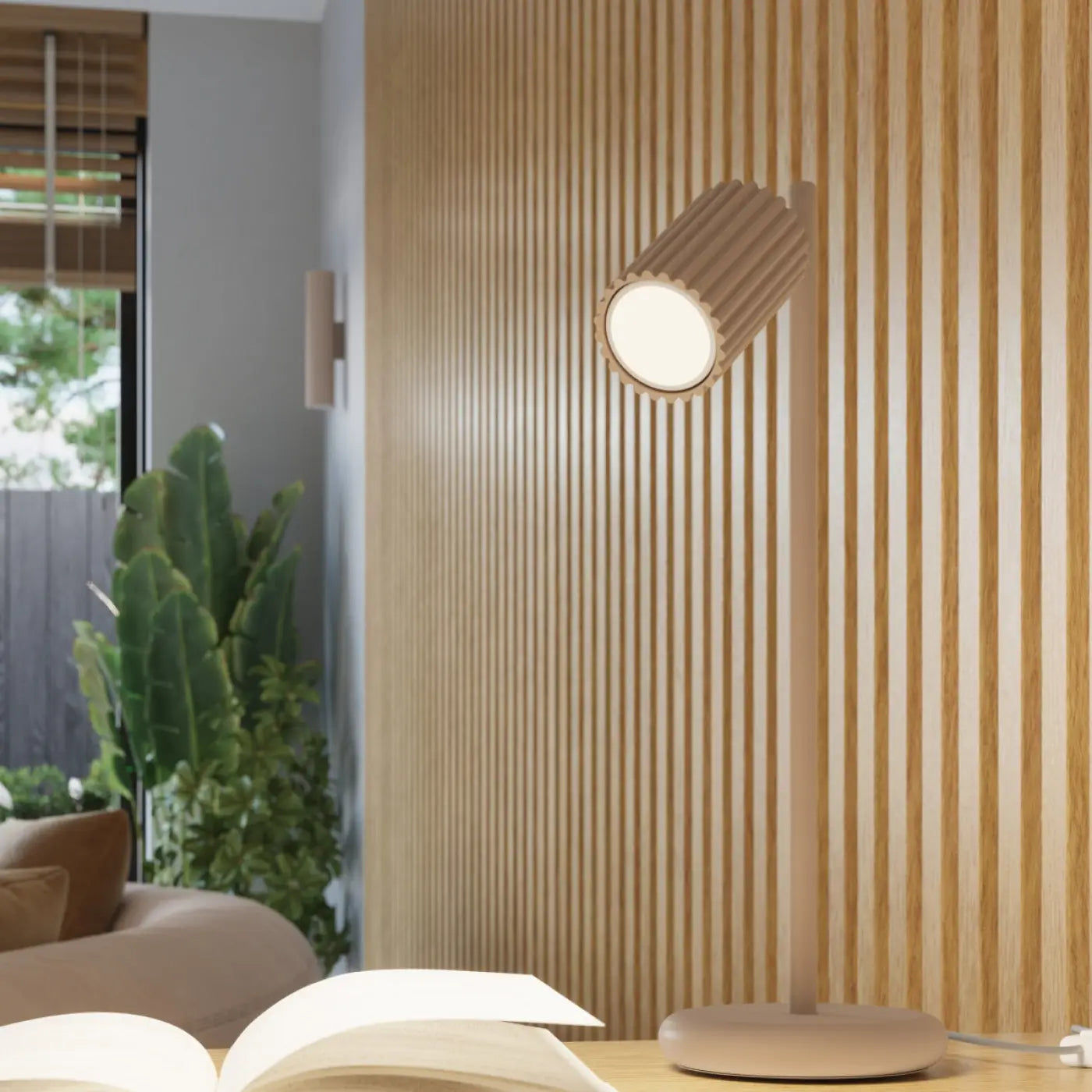 Applique murale LED cylindrique aluminium taupe minimaliste — vue 9