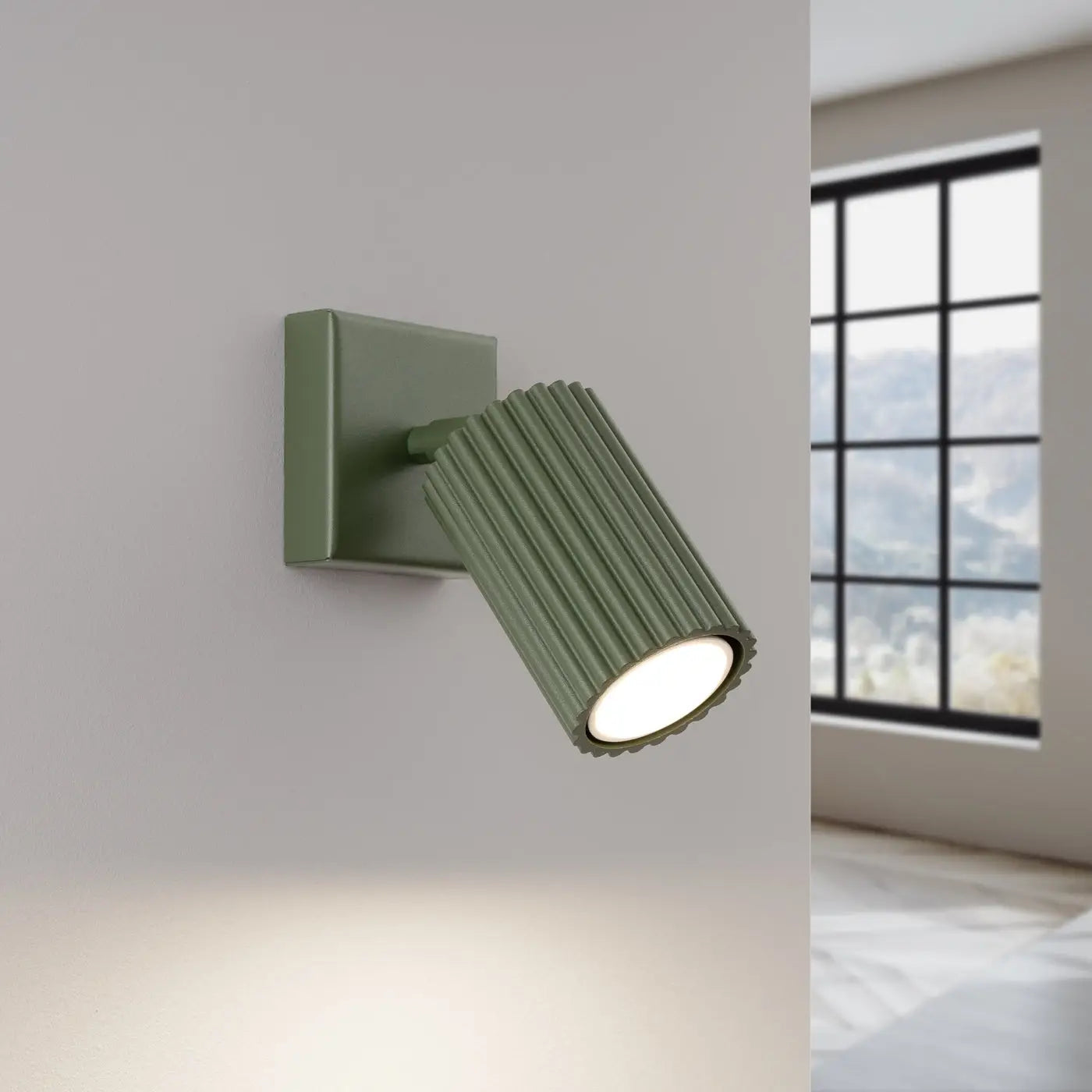 Applique murale LED cylindrique aluminium vert olive moderne — vue 1