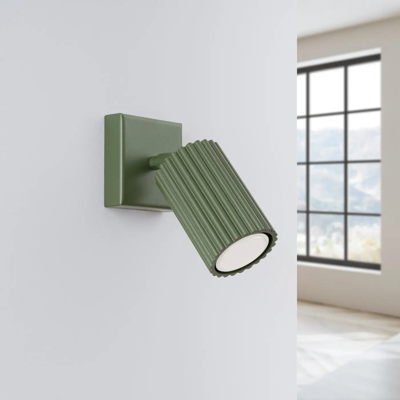 Applique murale LED cylindrique aluminium vert olive moderne — vue 2