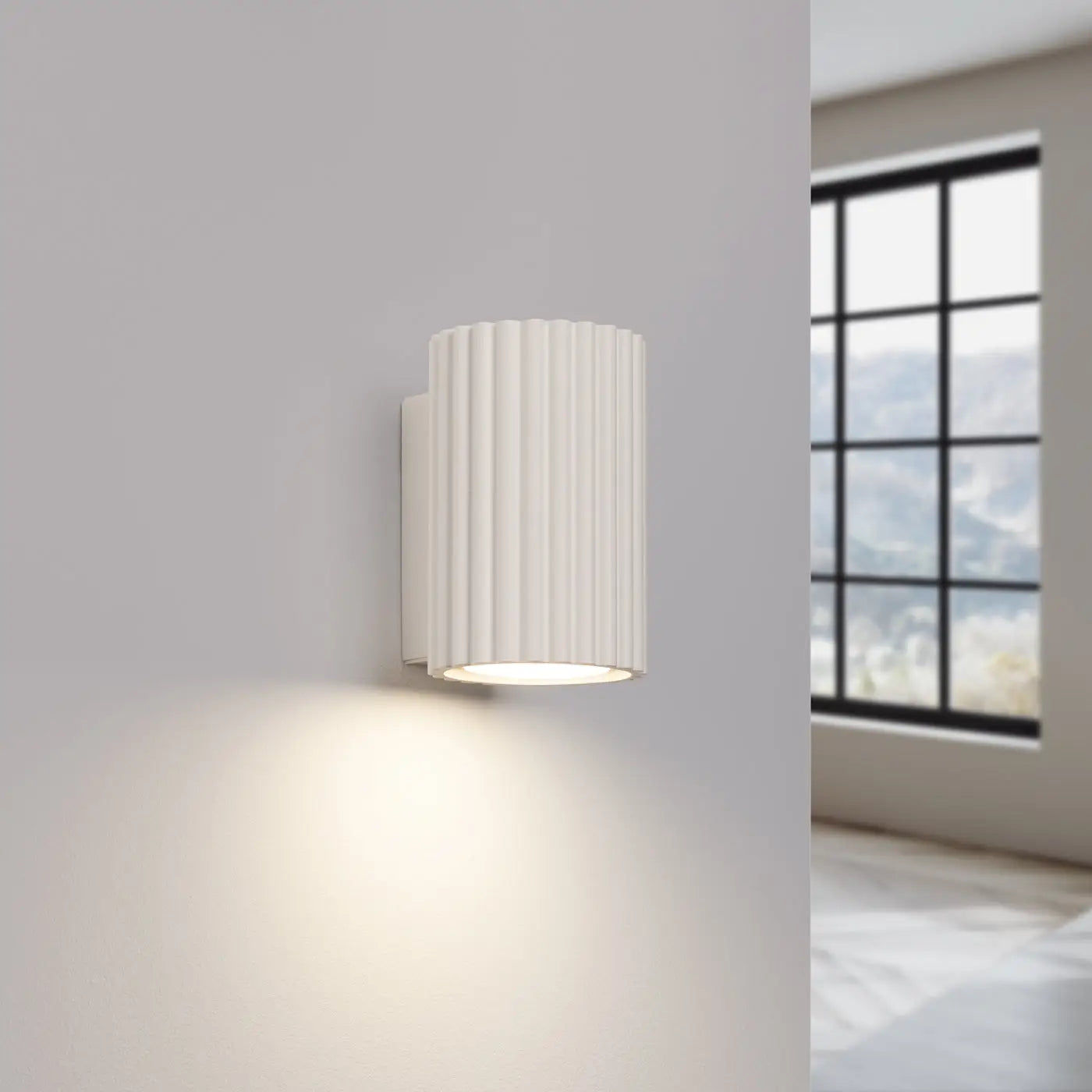 Applique murale LED cylindrique beige acrylique minimaliste — vue 1