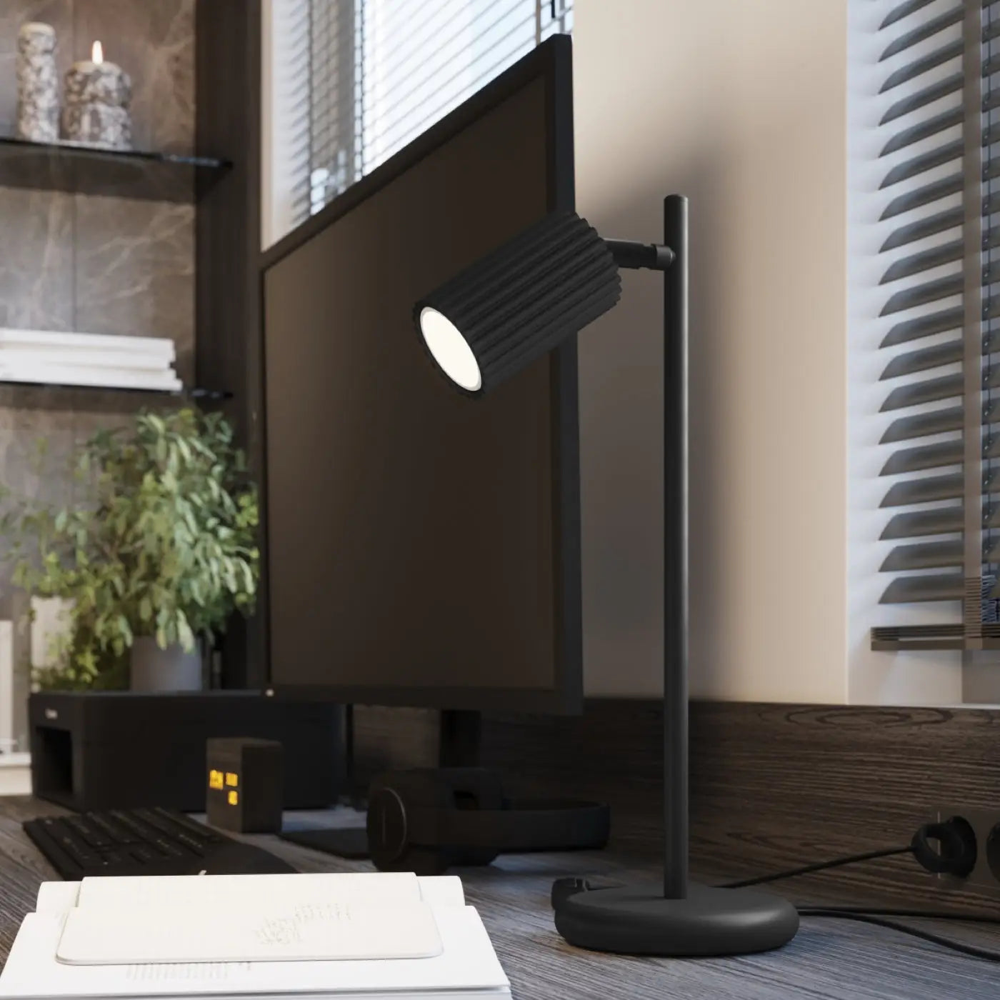 Applique murale LED cylindrique noire aluminium et acrylique — vue 10