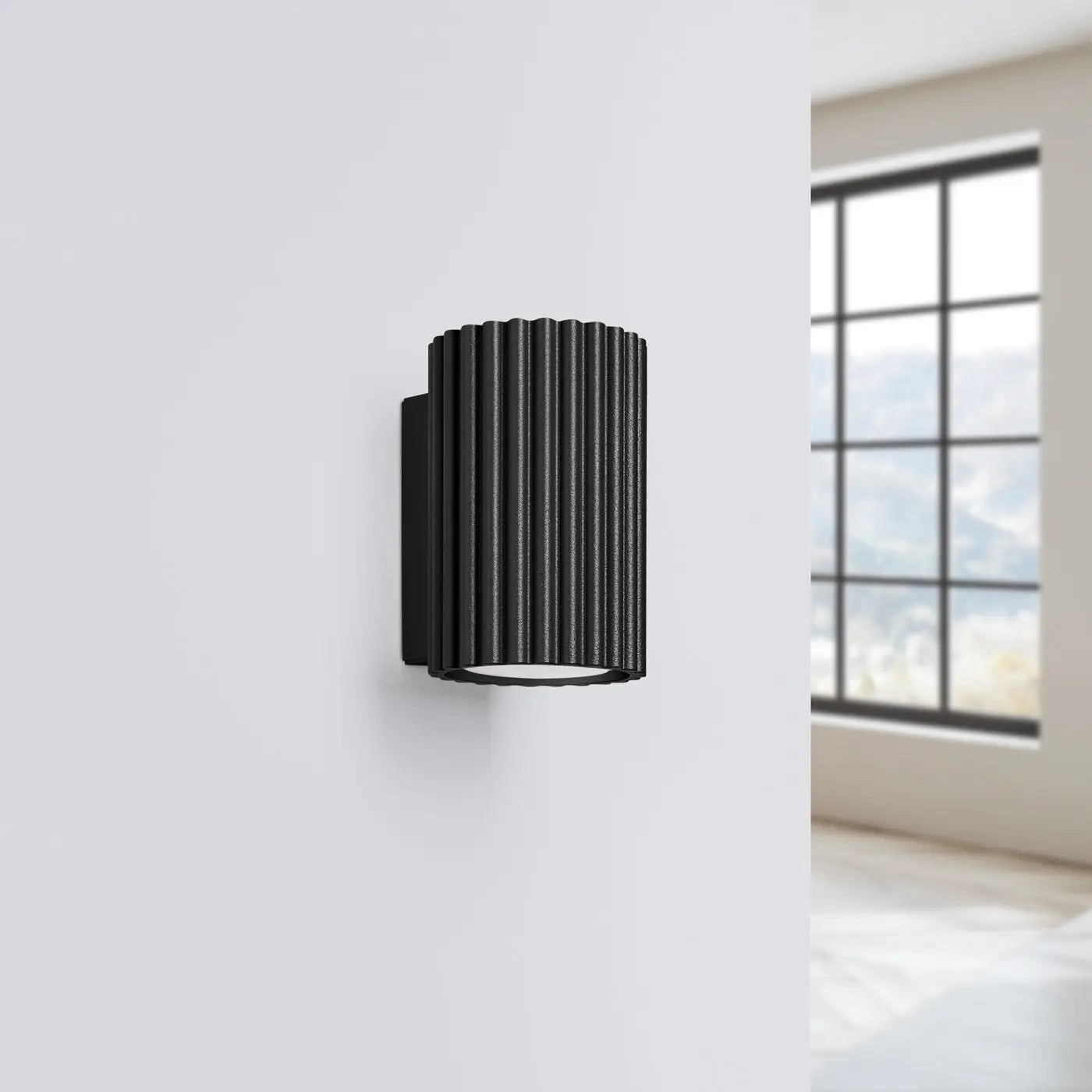 Applique murale LED cylindrique noire aluminium et acrylique — vue 2