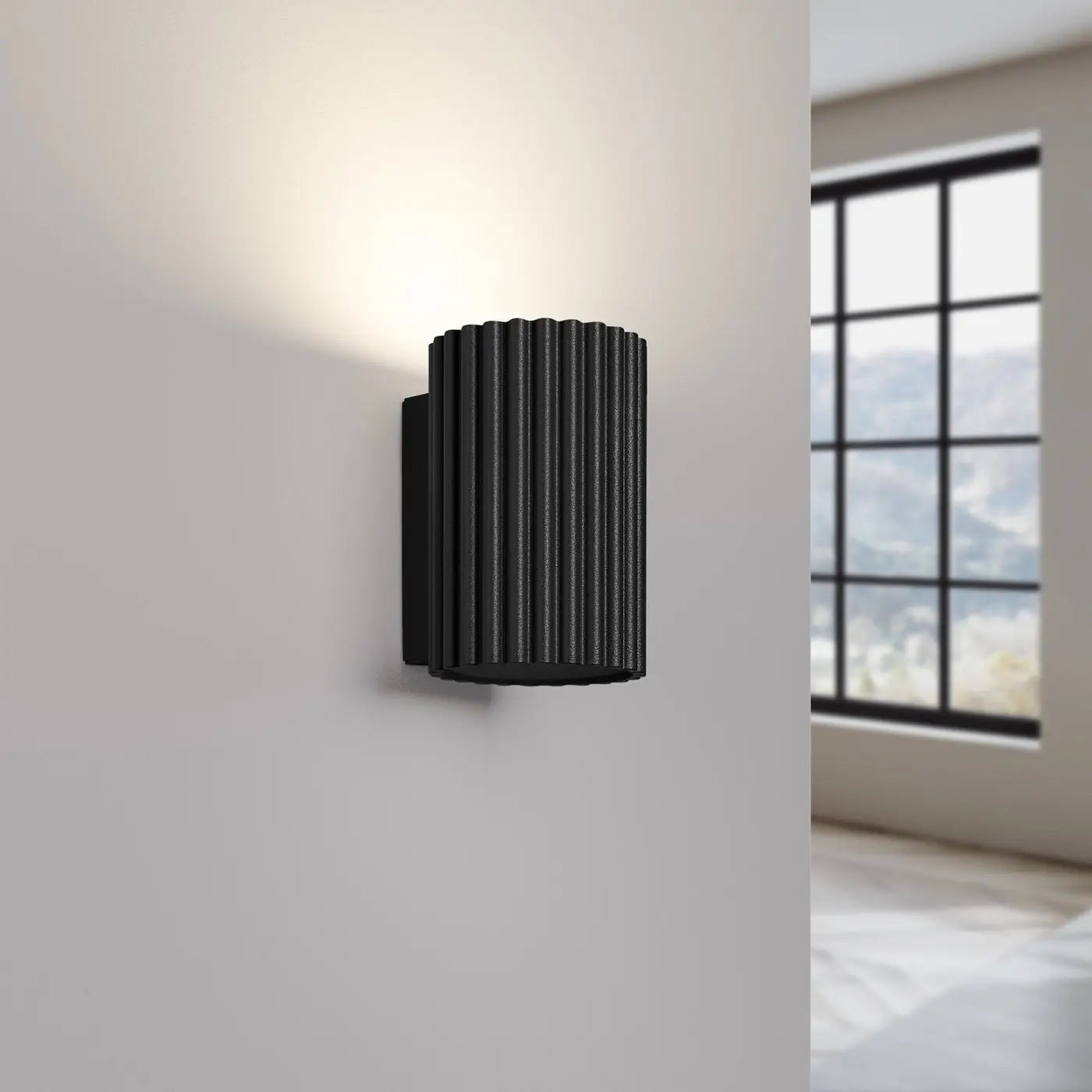 Applique murale LED cylindrique noire aluminium et acrylique — vue 6