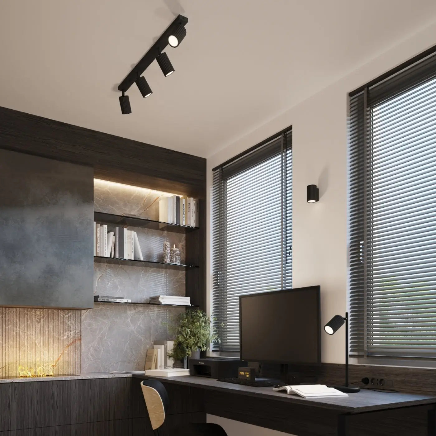 Applique murale LED cylindrique noire aluminium et acrylique — vue 9