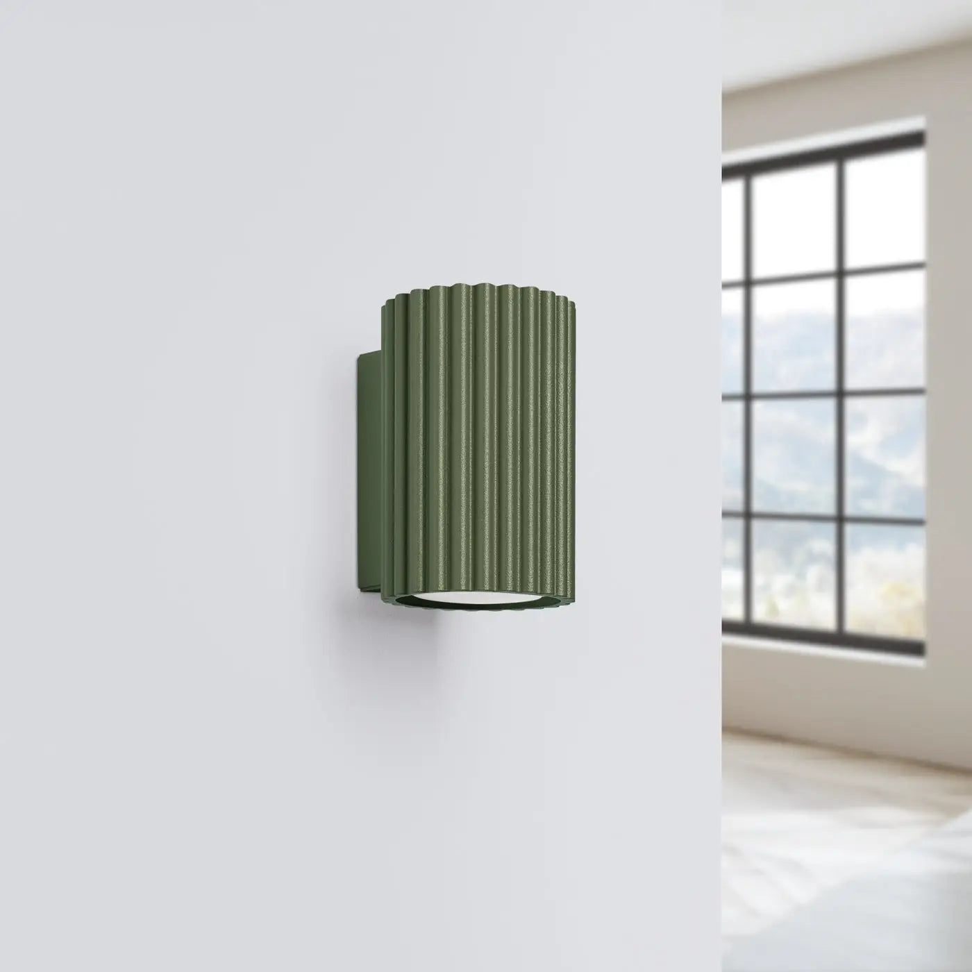Applique murale LED cylindrique vert olive design scandinave — vue 2