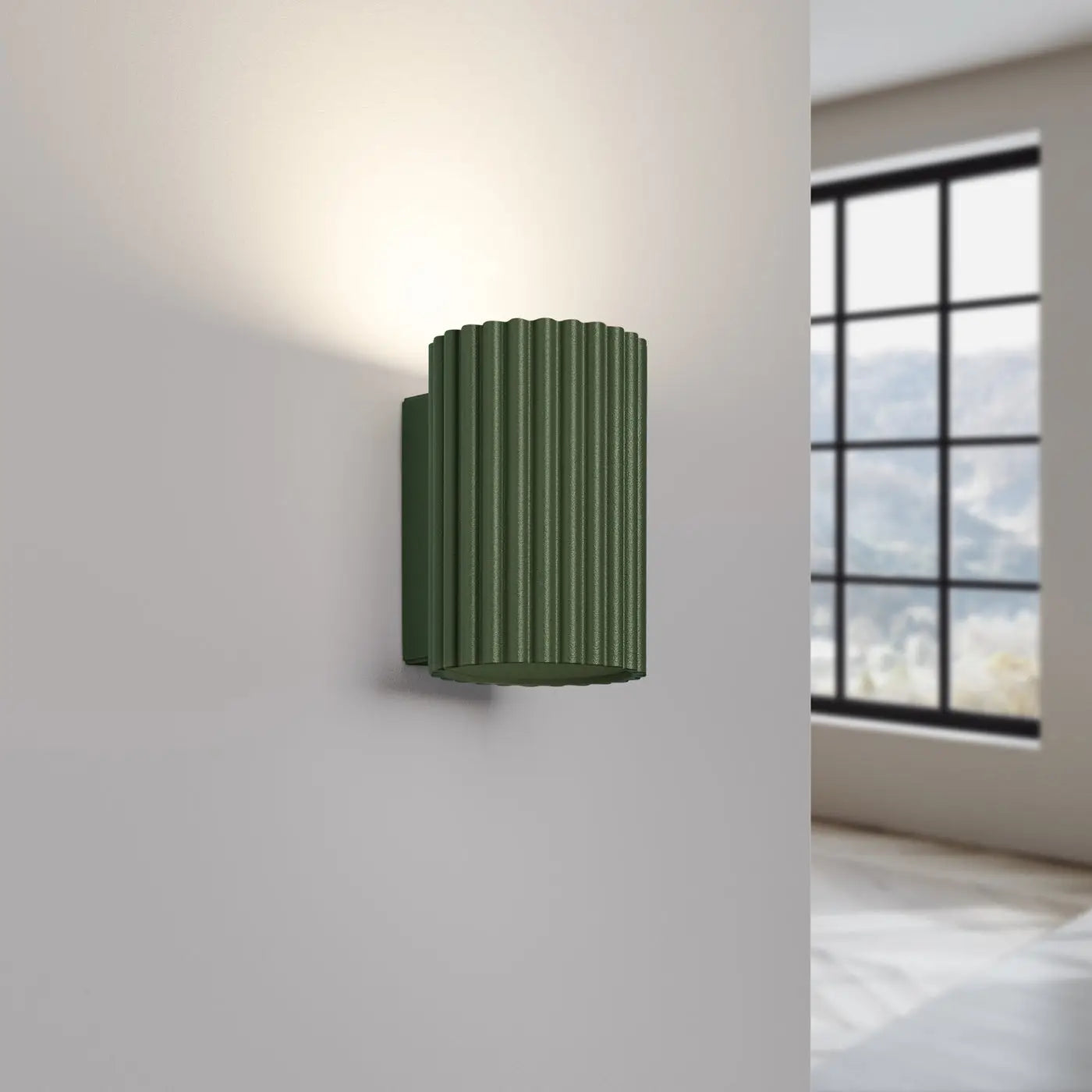 Applique murale LED cylindrique vert olive design scandinave — vue 7