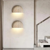 Applique murale LED demi-lune en pierre beige IP65 — vue 1