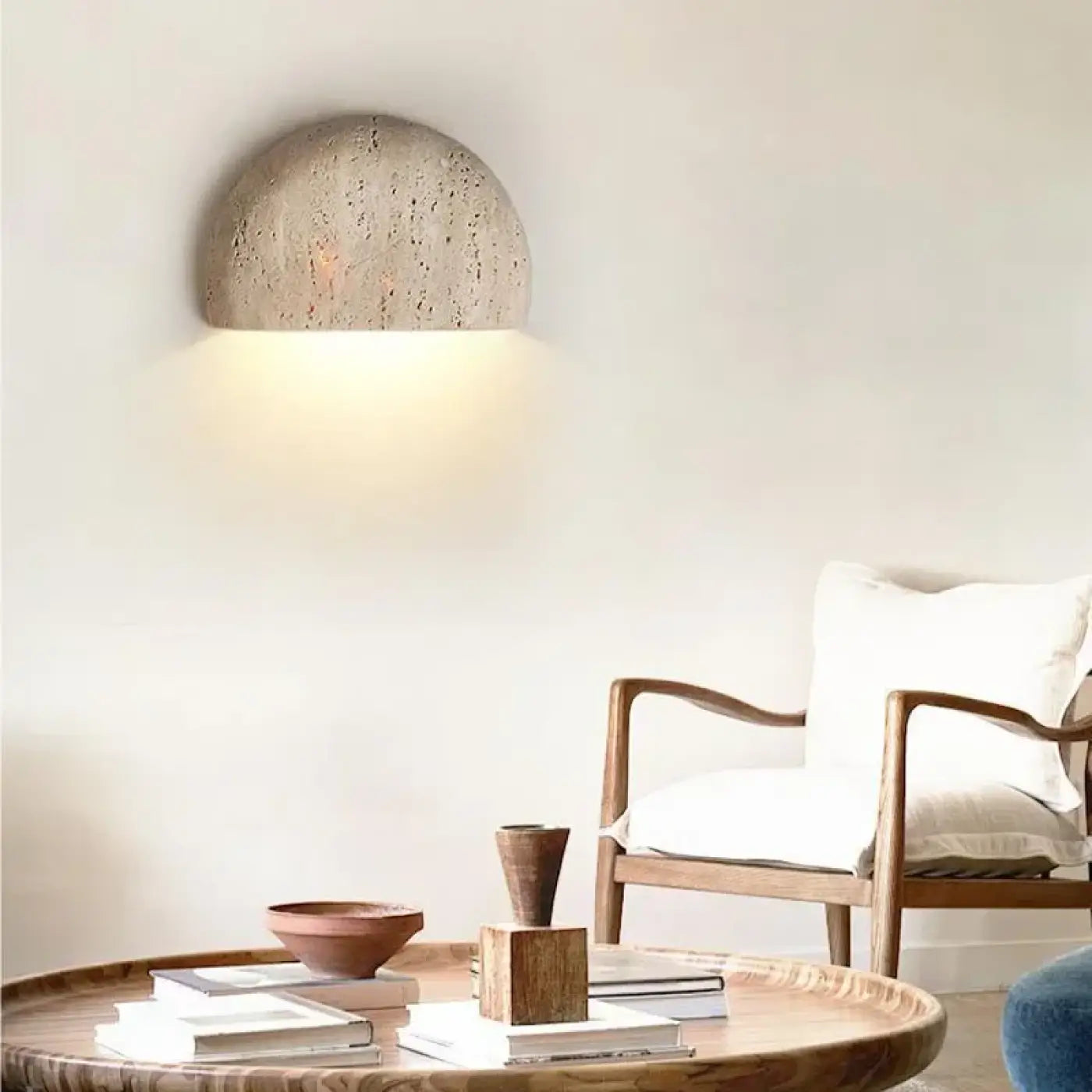 Applique murale LED demi-lune en pierre beige IP65 — vue 4