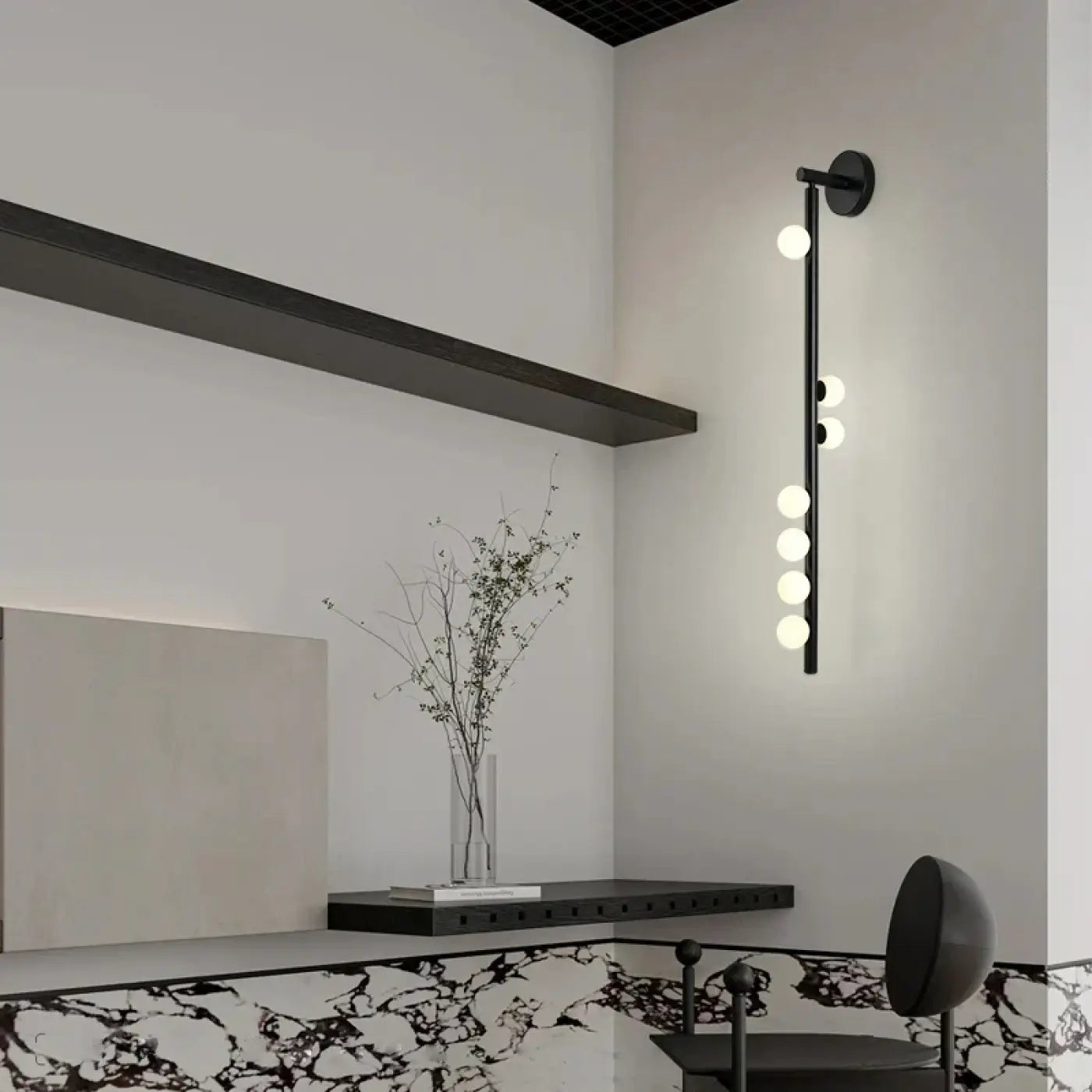 Applique murale LED dorée 3 globes en verre et métal noir — vue 12