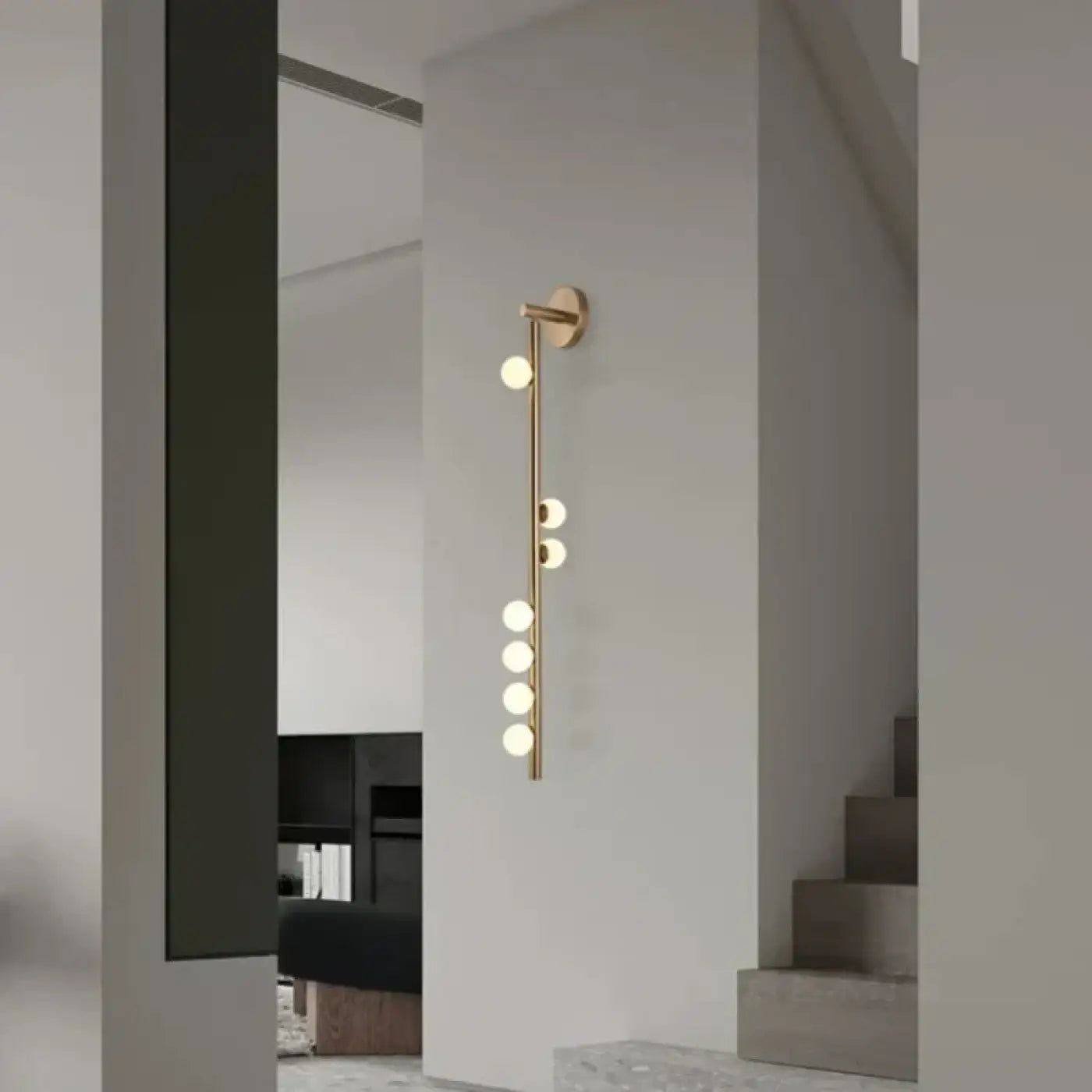 Applique murale LED dorée 3 globes en verre et métal noir — vue 8